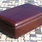 Leather Ottoman with Strip Studs